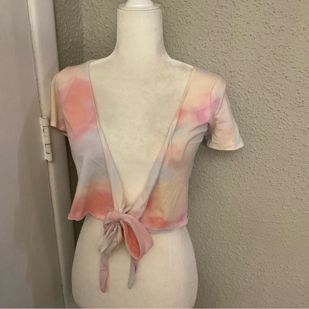 Hollister Tie Dye Wrap Front Crop Top Pink/Blue S Pastel Festival Fairycore Twee